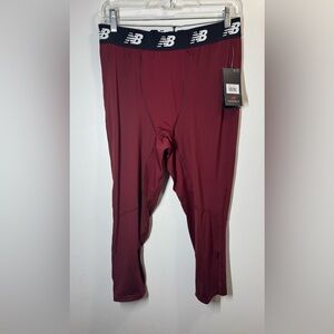 New Balance Dry Men's Size XL Baselayer 3/4 Tight Maroon. NWT TMMP734 MCR XL